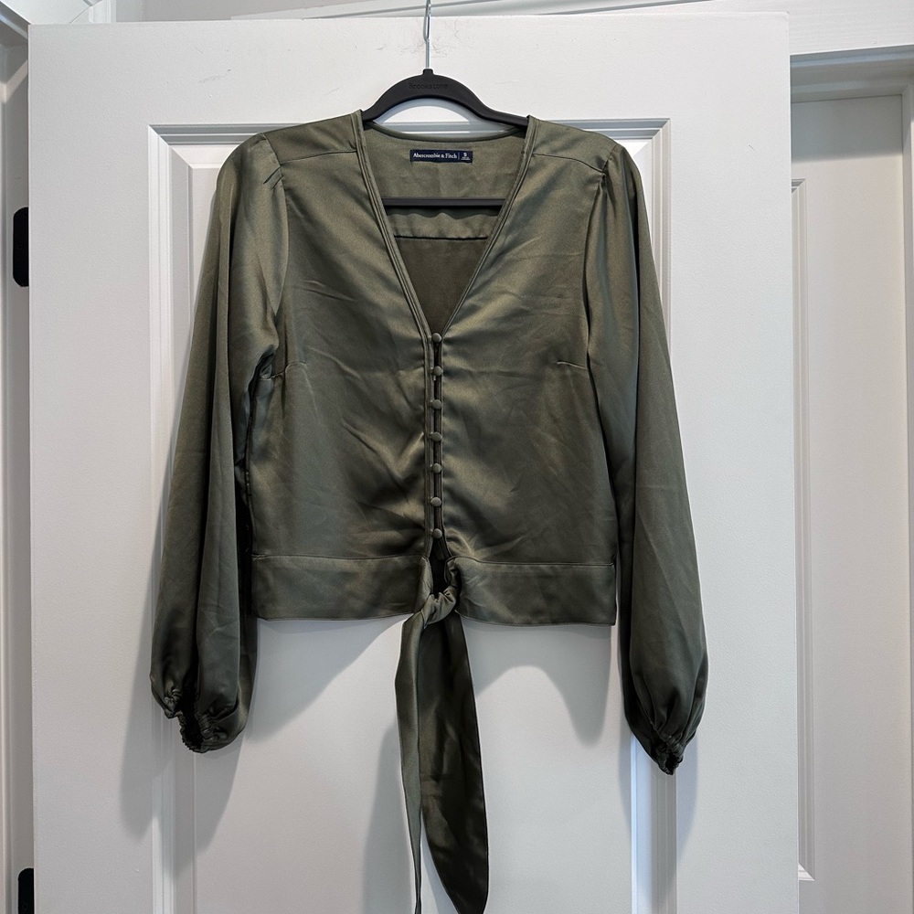 Abercrombie & Fitch Olive Satin Blouse